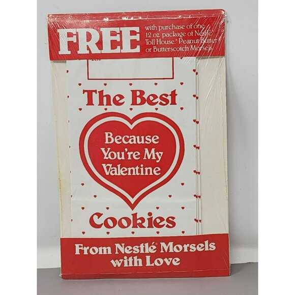 Vintage‎ Nestle Valentines Day Cookie Recipe Card And Bags 1985 NOS - Picture 1 of 4